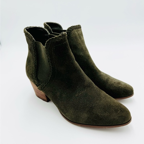 Aldo Leather Suede Military Olive Green Booties - Picture 1 of 8